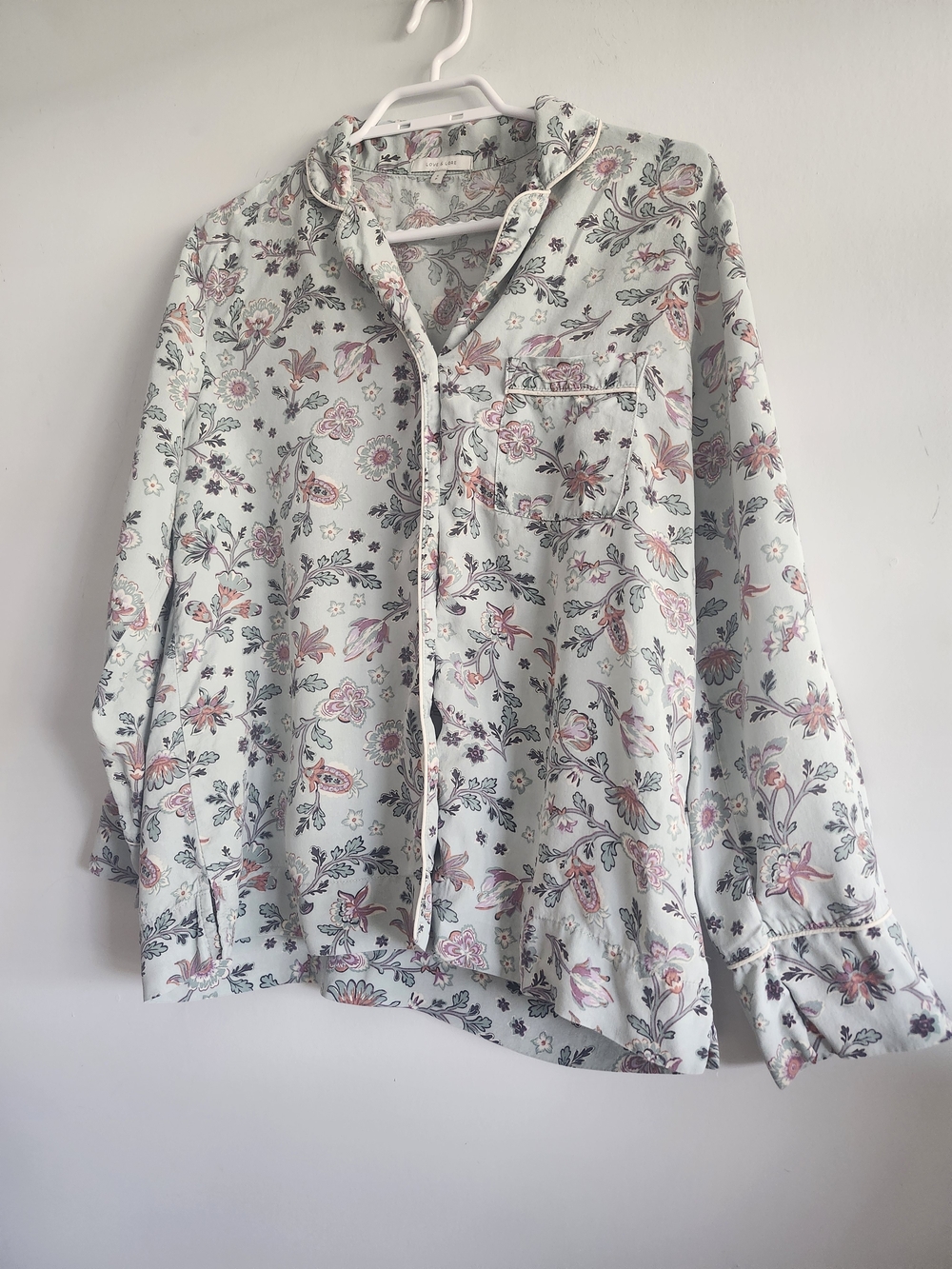 Love & Lore Pajama Set | Pastel Teal Paisley Floral | Size Small | 100% Lenzing